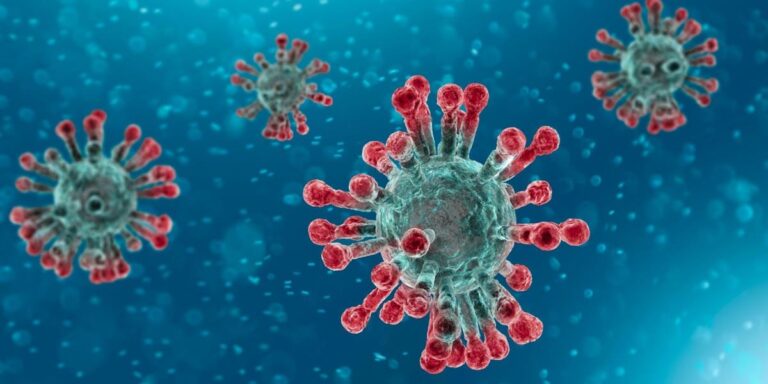Illustration of microscopic virus.